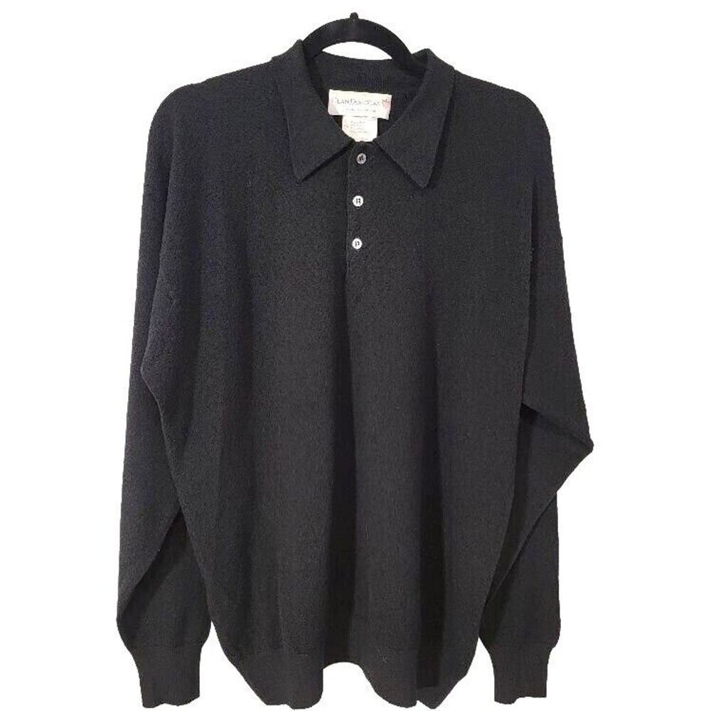 Vintage Clan Douglas Black Sweater Large Men's Wool Pullover Long Sleeve
